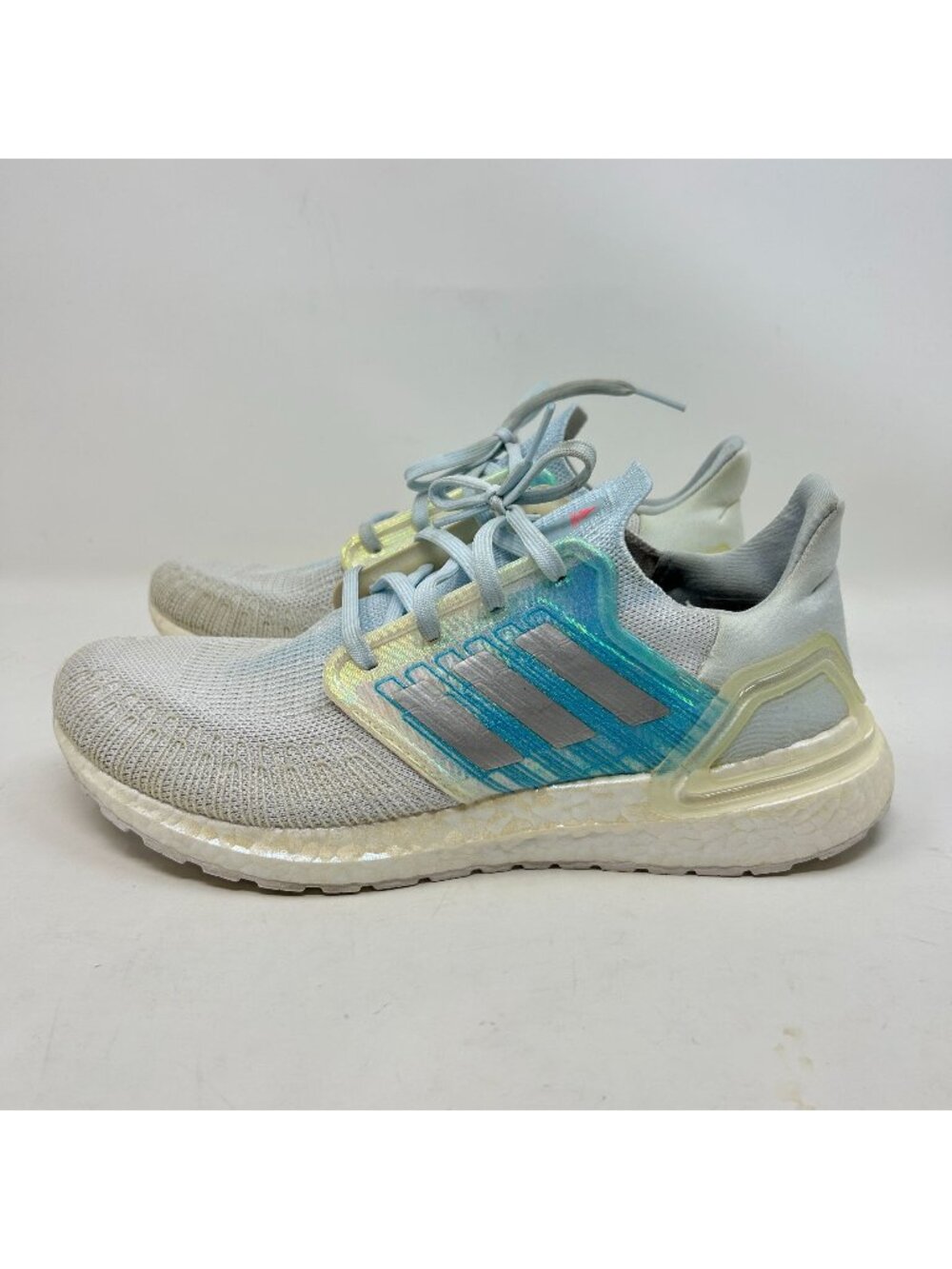 Adidas Ultraboost 20 Womens Size 10 White Blue Iridescent Boost Running Shoes